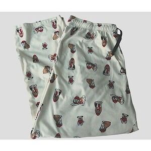 Royal Class Holiday Dog Print Pajama Pants Mens XL Christmas Pugs Hounds Cream
